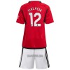 Camisola + Calções Manchester United Malacia 12 Criança Equipamento 1ª 23/24